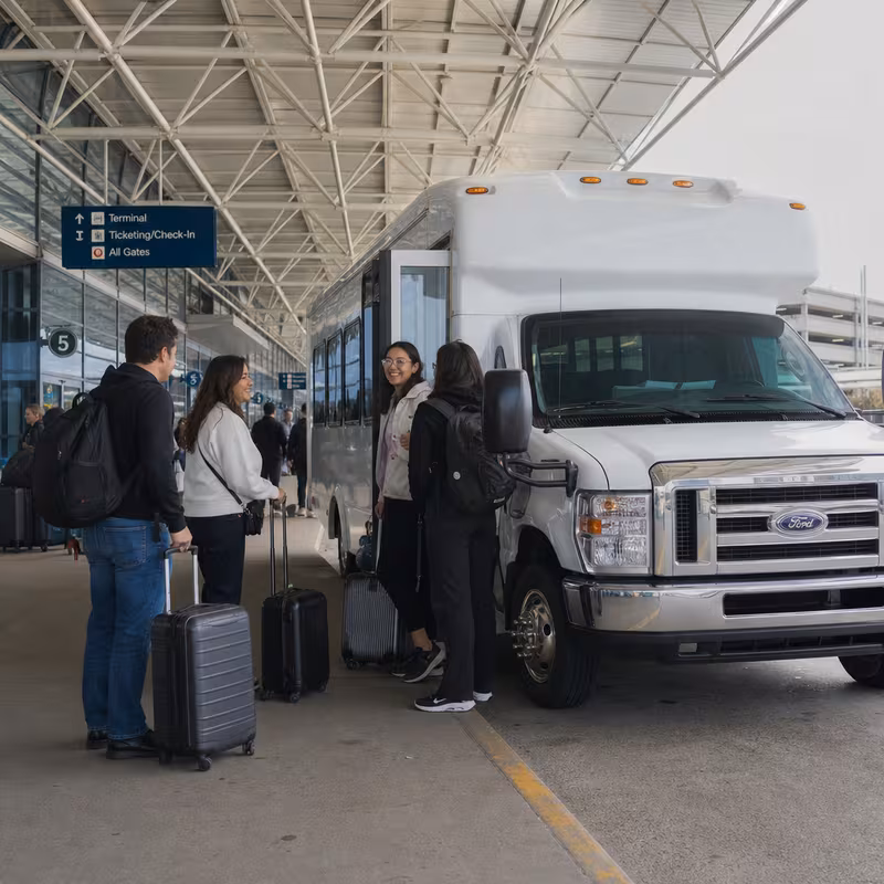 Black Mercedes Sprinter van staged for an Pittsburgh Airport Transportation group