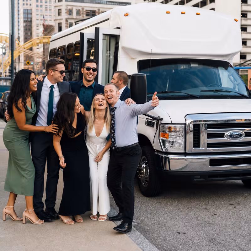 Black Mercedes Sprinter van staged for an Pittsburgh Bachelor & Bachelorette Transportation group