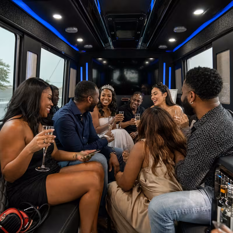 Black Mercedes Sprinter van staged for an Pittsburgh Birthday Transportation group