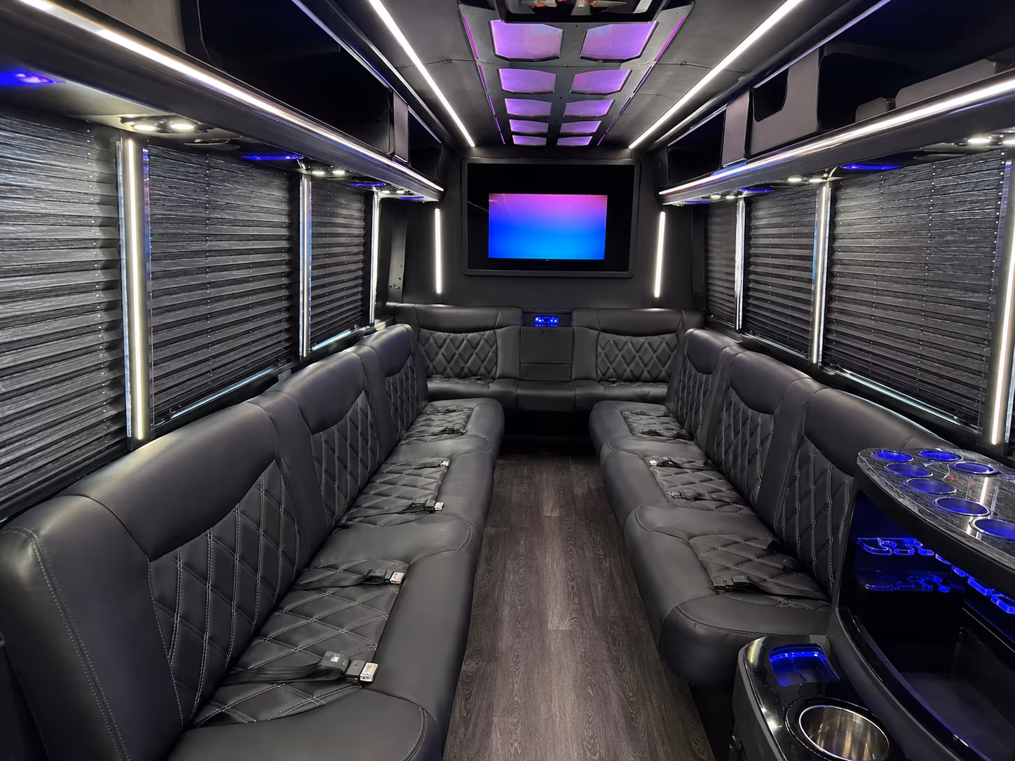 Pittsburgh Birthday, Sweet 16, & Quinceañera Transportation party bus interior