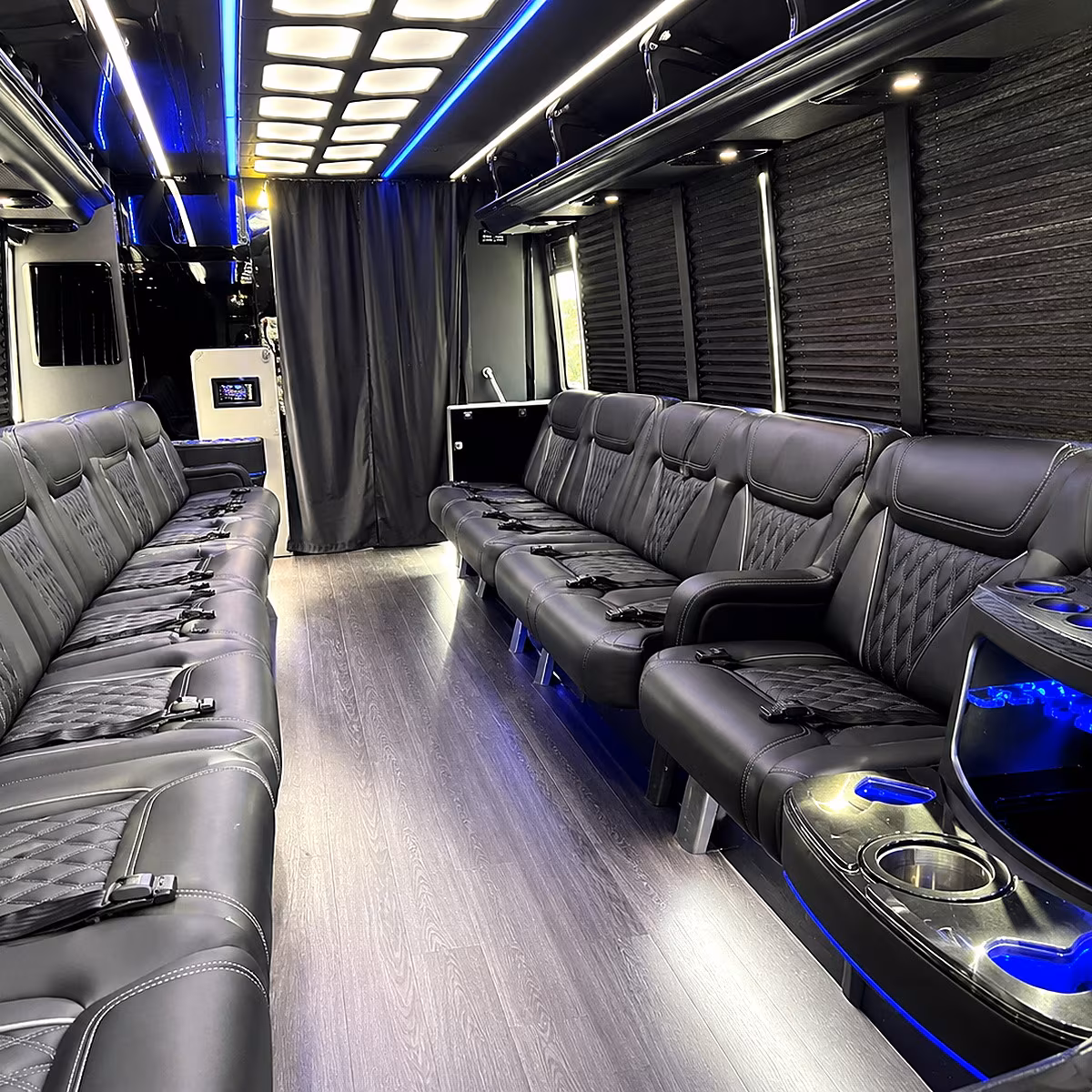 Pittsburgh Sporting Event Transportation party bus interior