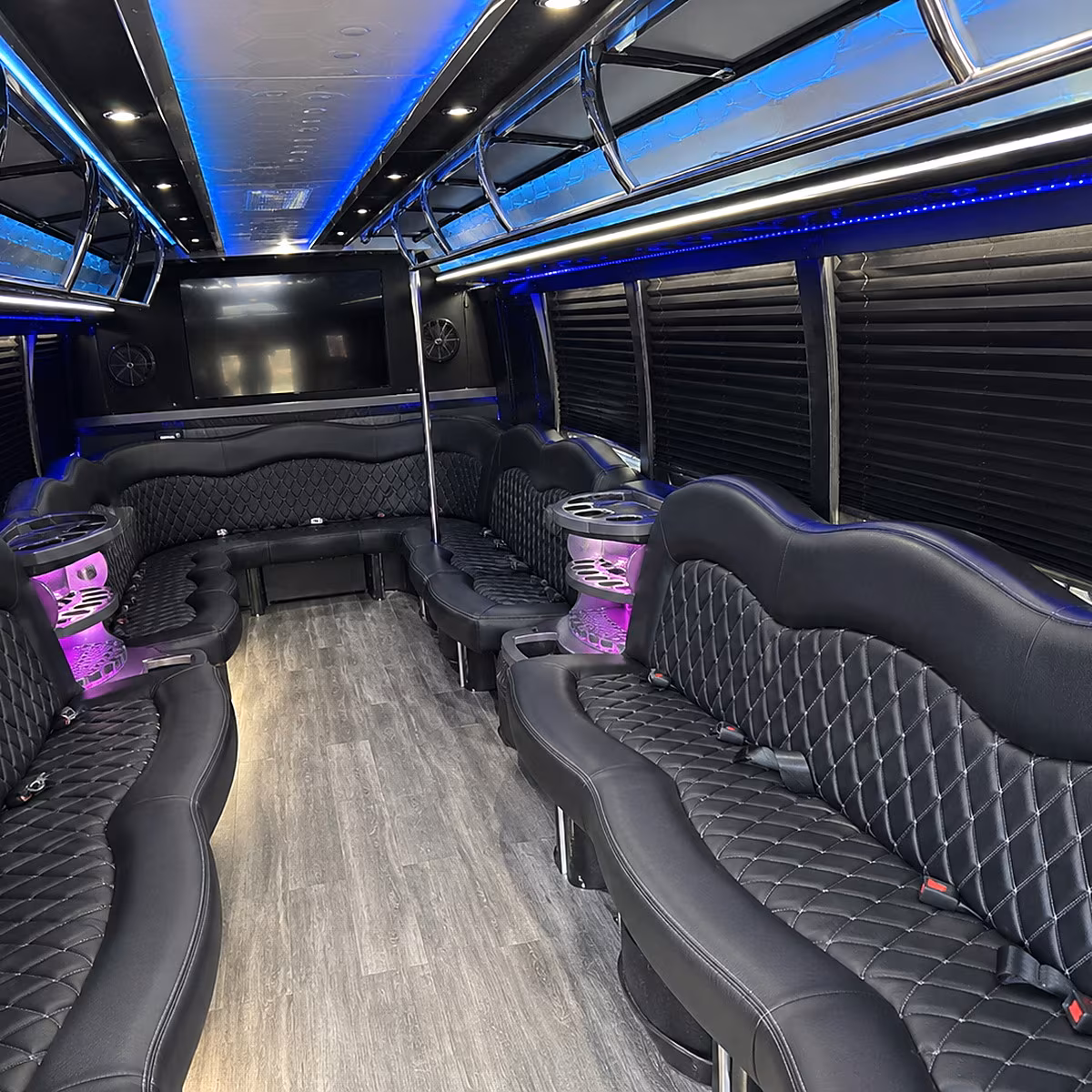Pittsburgh Sporting Event Transportation party bus interior