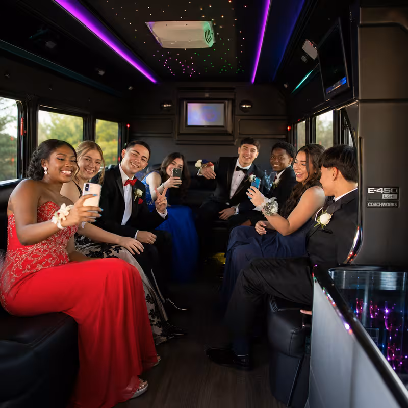 Black Mercedes Sprinter van staged for an Pittsburgh Prom & Homecoming Transportation group