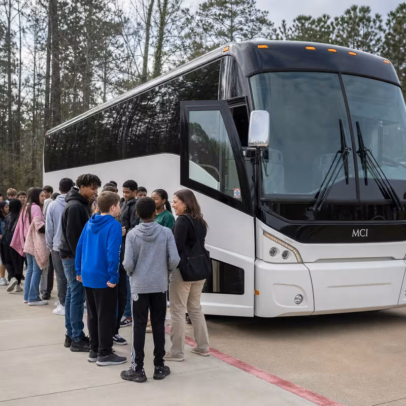 Black Mercedes Sprinter van staged for an Pittsburgh School Transportation group