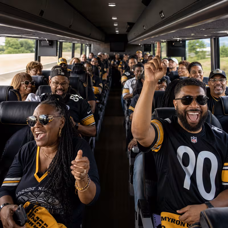 Black Mercedes Sprinter van staged for an Pittsburgh Sporting Event Transportation group